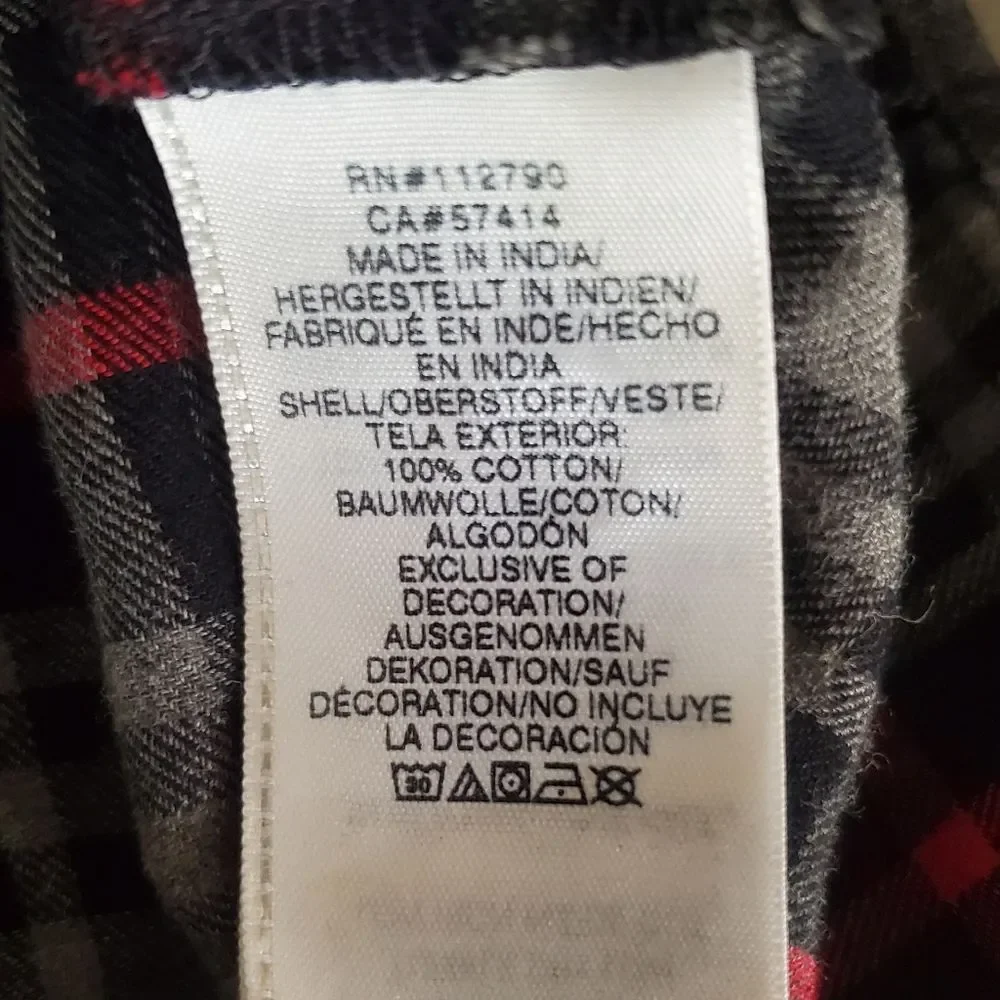 True Religion Mens Plaid Utility Hoodie Black Red Hooded Flannel Shirt Small